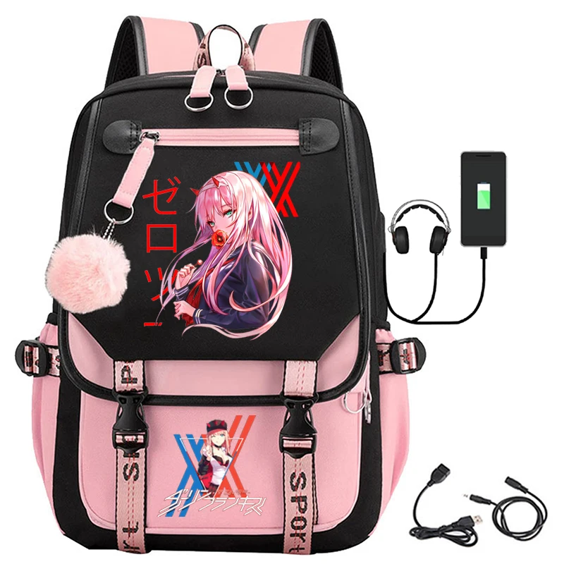 Brand new usb backpack women men teen schoolbag travel zero two backpack