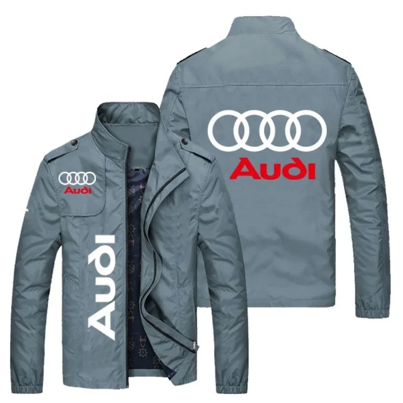 

Audi Men's Button-down Jacket for Racing Team Logo Motorcycle Jacket, Fashionable Casual Cardigan Men's Clothing, Spring Coat