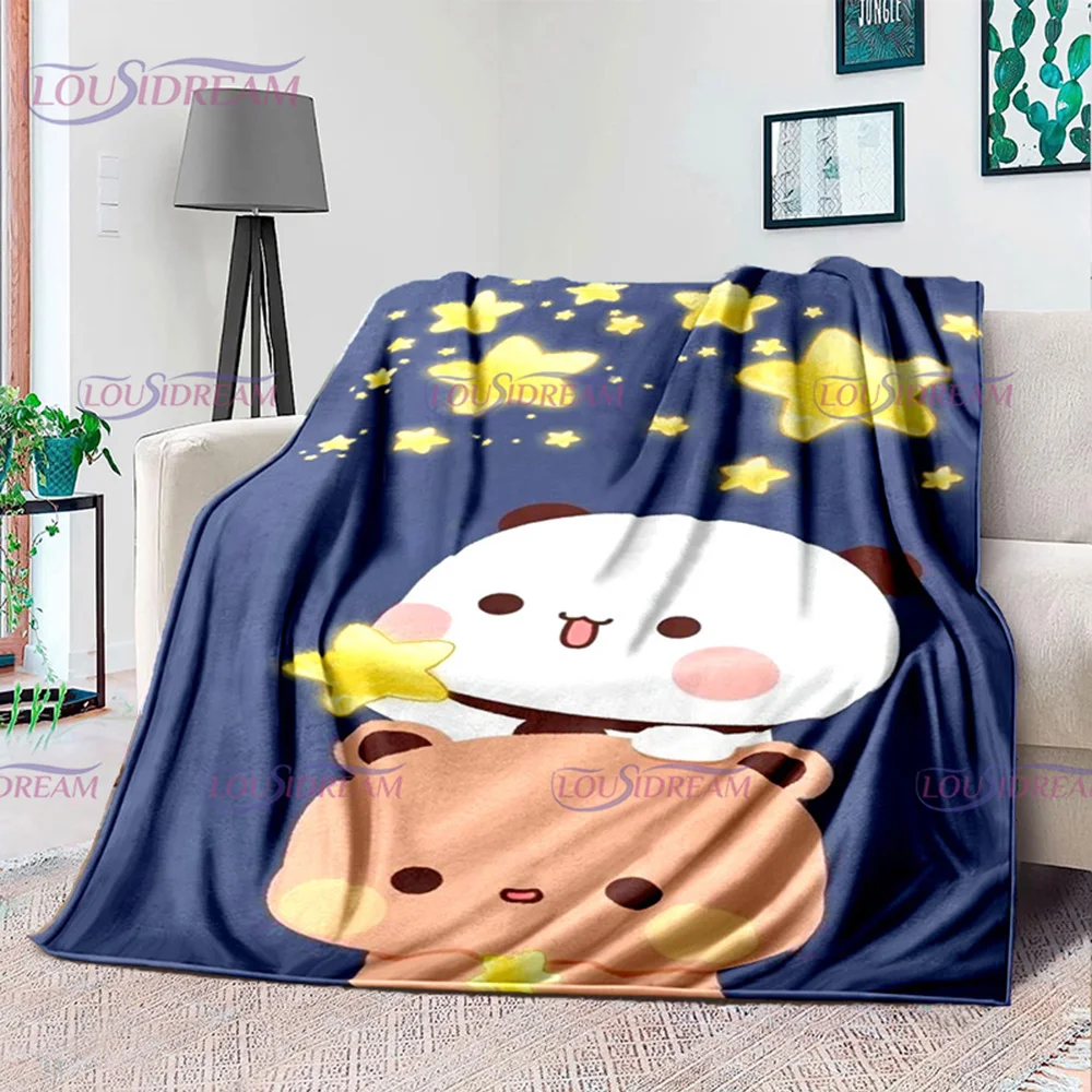 Cute Bubu and Dudu Series Blanket Cartoon Print Kids Warm Flannel Soft Comfortable Home Travel Blanket Bed Blanket Birthday Gift