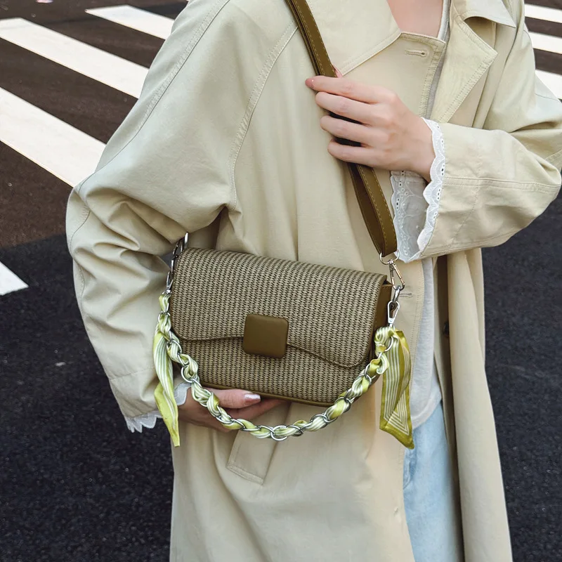 

​ ​ Летняя квадратная сумка 2024, женская сумка через плечо с клапаном, текстурированная сумка через плечо, шикарная сумка «день-ночь», модная сумка на ремне