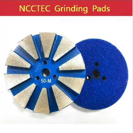 [Triangular Segments] 12pcs 3'' Diamond Polishing Grinding Pucks Pads Discs with Hook and Loop Backing for Concrete Granite