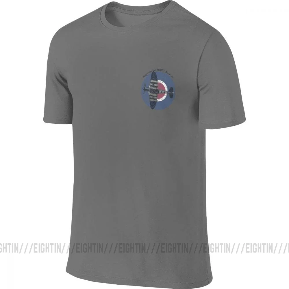 Vintage Fighter Plane Supermarine Spitfire Men T Shirt Front Back Two Sides Aircraft Airplane Tee Short Sleeve T-Shirts Cotton