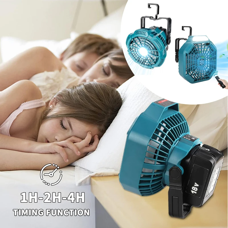 

For Makita 18v Battery Portable Fan with Remote Camping Fan with 3 Energy Efficient Speed Settings and Dimmable Led Light