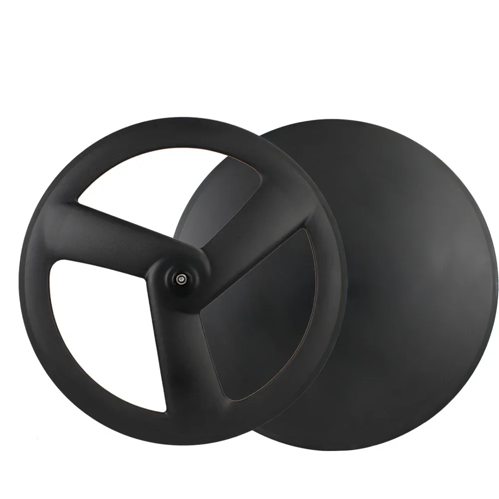 700c carbon Road/Track/Fixed gear wheelset front 3 spokes rear disc wheels 25mm width TT Rim/Disc Brake UD/3K/12K