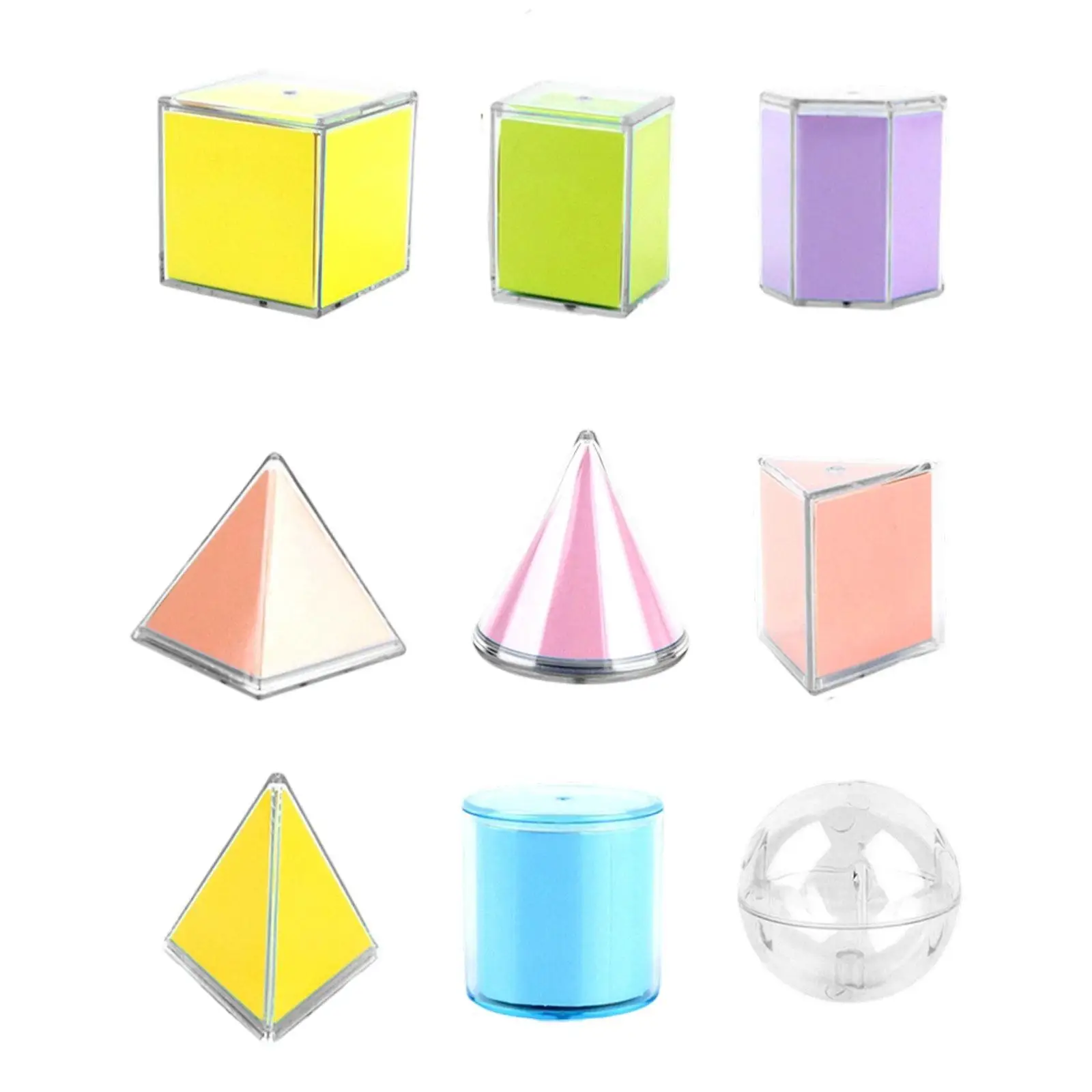 教室の子供向けの折りたたみ幾何学的形状 3D 幾何学的立体 9 個