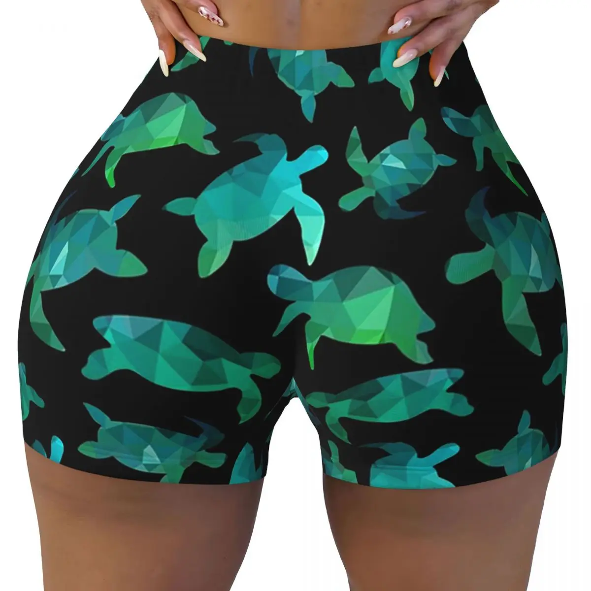 

Пользовательские милые шорты для йоги с черепахой, женские шорты для тренировок в тренажерном зале, бега, спортивные шорты для волейбола, байкера