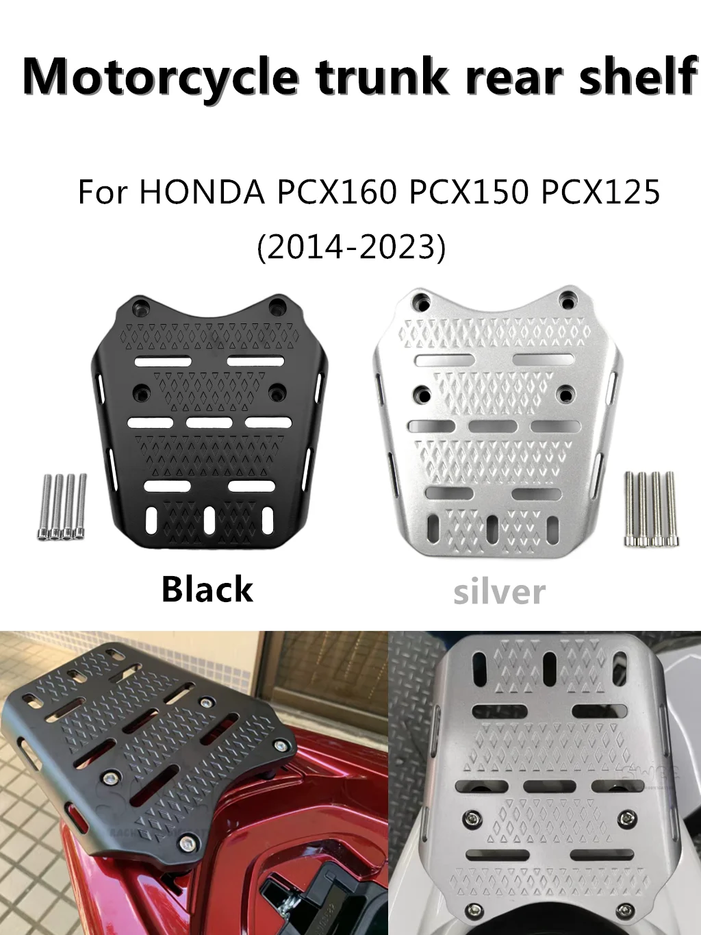 Motorcycle Trunk Rear Shelf  Pcx160 Luggage Case Seat Bracket Aluminum Alloy Rear Shelf For Honda PCX160 PCX150 PCX125 2014-2023