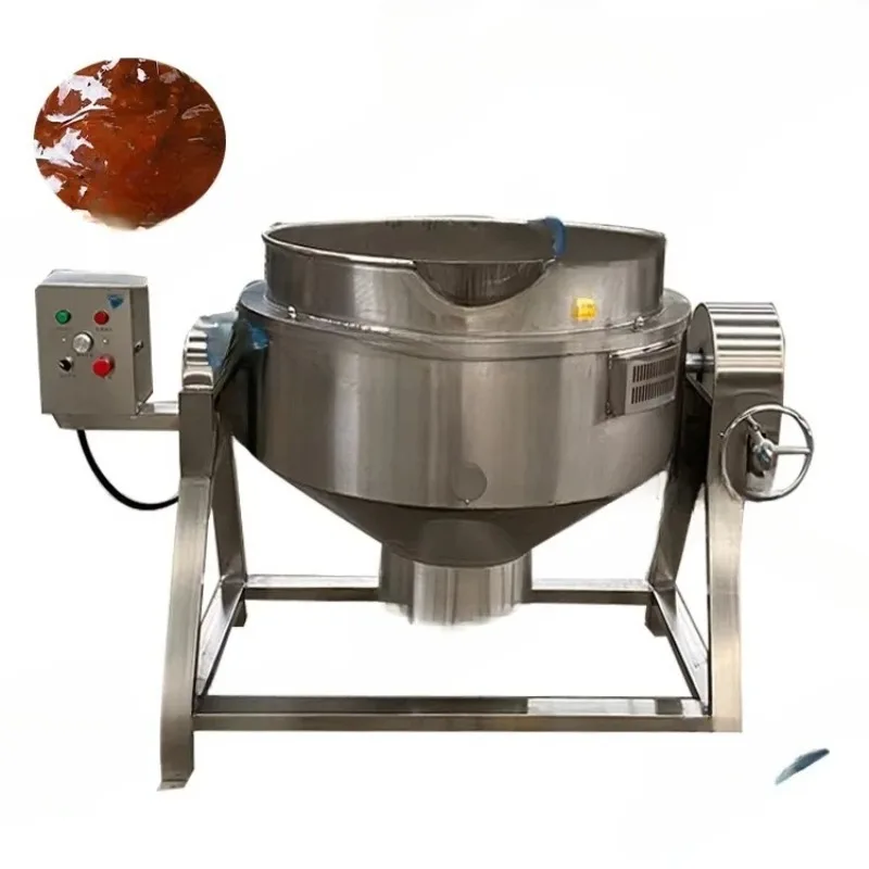 Industrial Fruit Orange Jam Cooking Pot Chili Sauce Jacketed Kettle With Mixer