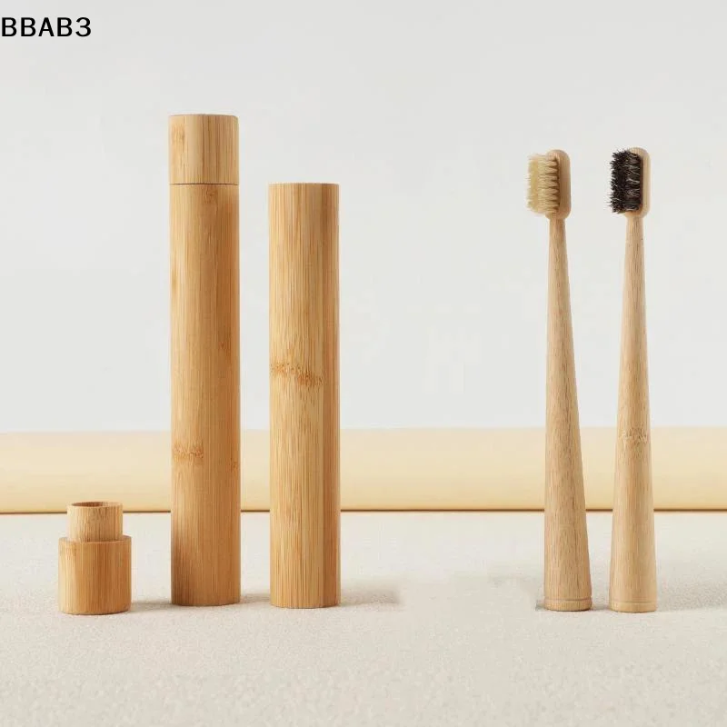 【B】1Pc/4Pcs Horse Bristle Bamboo Toothbrush Luxurious Soft Quick Dry Biodegradable Plastic Nylon Free