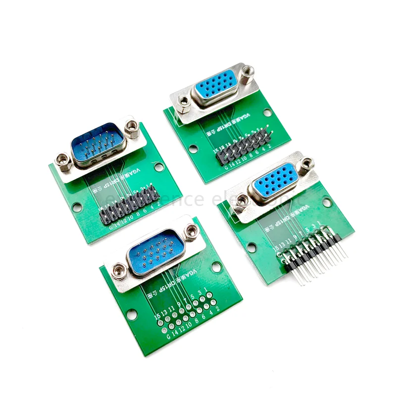 1PCS Vertical DR15 with Fixed Screw to Dip 2.54mm Interface Test Board D-sub VGA Male / Female Socket PCB Conversion Board