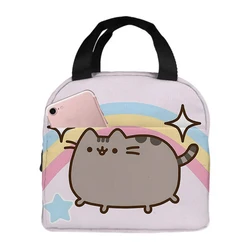 Pusheen-Sac à lunch imprimé en 3D pour enfants, sac à main Anime Kawaii pour enfants, sacs d'isolation alimentaire mignons, sac à main de dessin animé, fourre-tout de rangement, cadeaux créatifs