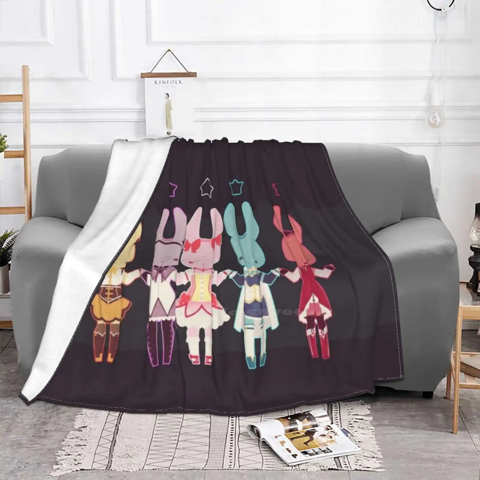 Puella Magi Bunny Magica For Home Sofa Bed Camping Car Plane Travel Portable Blanket Puella Madoka Magica Mahou Shoujo Bunnies