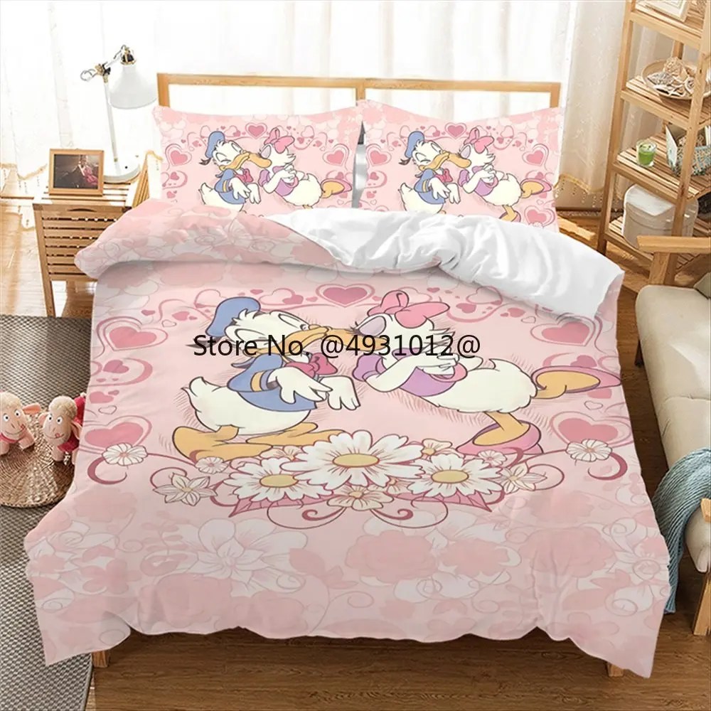 2023 Cartoon Donald Duck Disney Bedding Set Children Girl Duvet Cover Comforter Bedding Sets King Size Bedroom Home Decoration