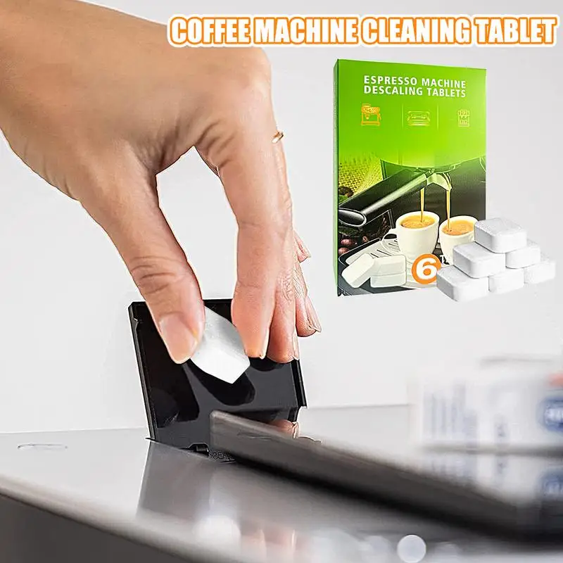 Máquina de café Limpeza Tablets, Descalcificação Tablets, Espresso Machine Cleaner, Limpador sólido, 6pcs