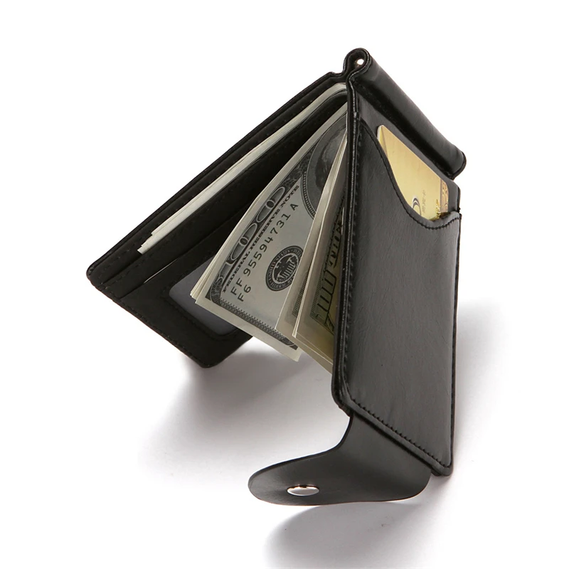 

Fashion Men's Clamshell Money Clip PU Leather ID Credit Card Holders Hasp Wallet Multi-Card Slot Business Foldable Purses