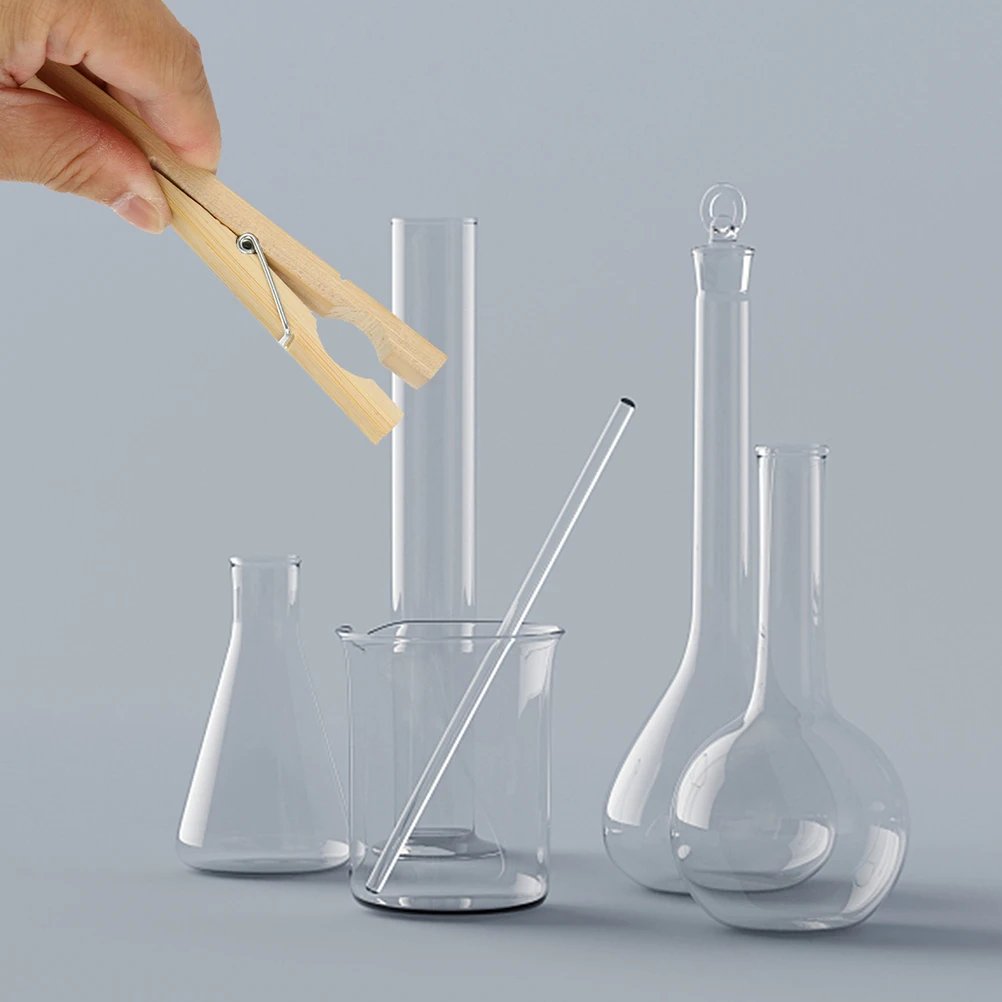 

20 Pcs Test Tubes Clip Bamboo Holder Laboratory Accessory Crafts Clamp Equipment