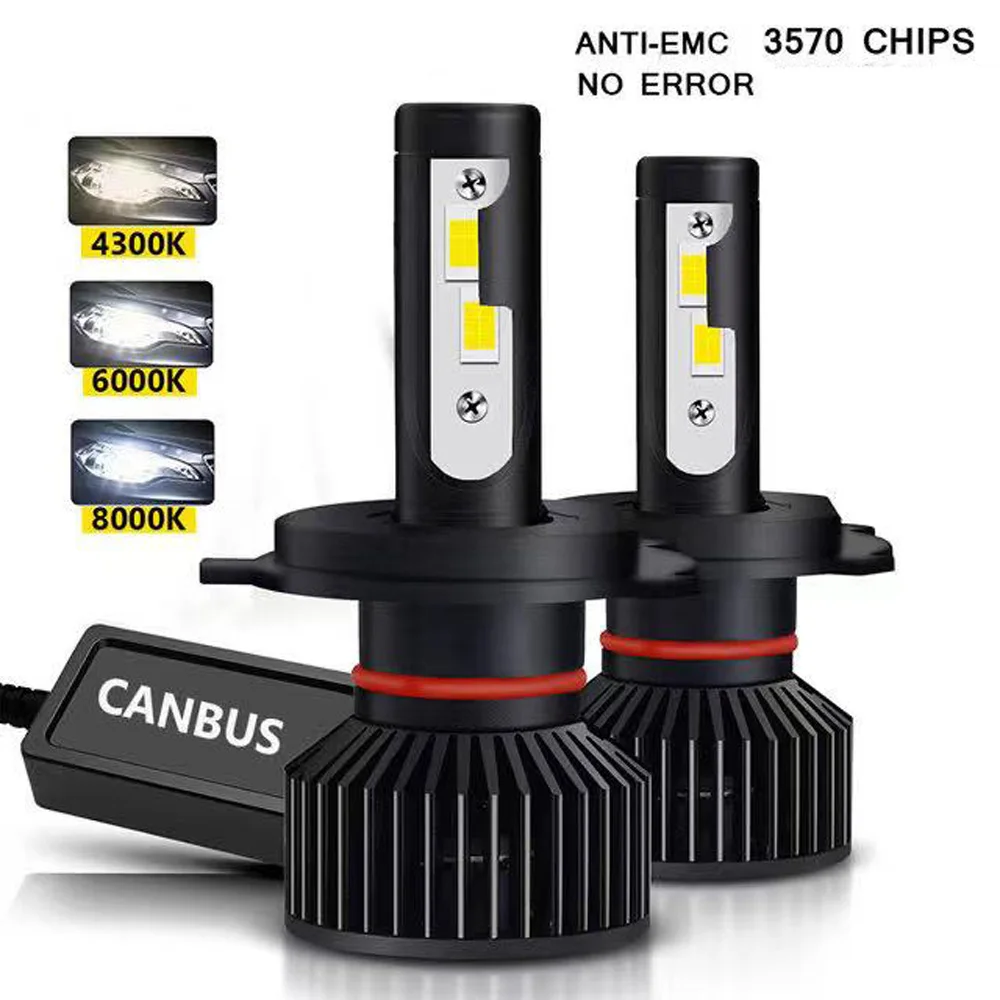 

2Pcs H4 H7 4300K 6000K Canbus 30000LM High Power Headlight H1 H3 H8 H9 H11 9005 9006 Hb3 9004 9007 H13 9012 CSP Bulb Turbo Lamp