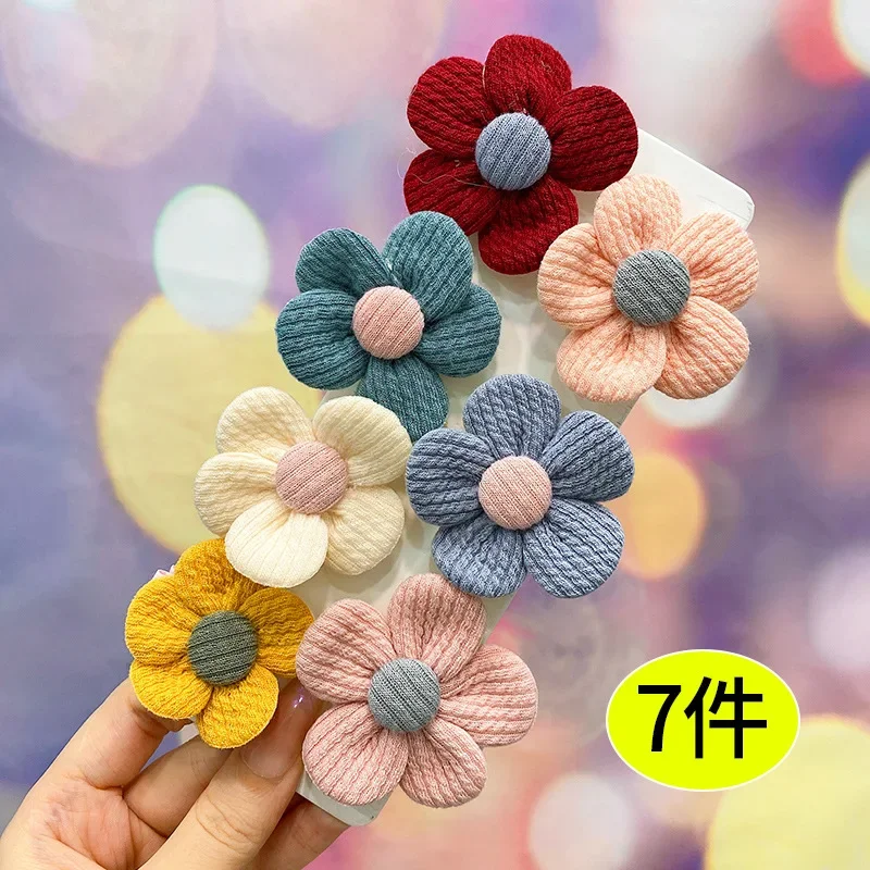 7/14Pcs Set Children Cute Fabric Flower Hair Clip Hair Accessories Sweet Girl Hairpins Baby Headdress Barrettes Kids Headwear