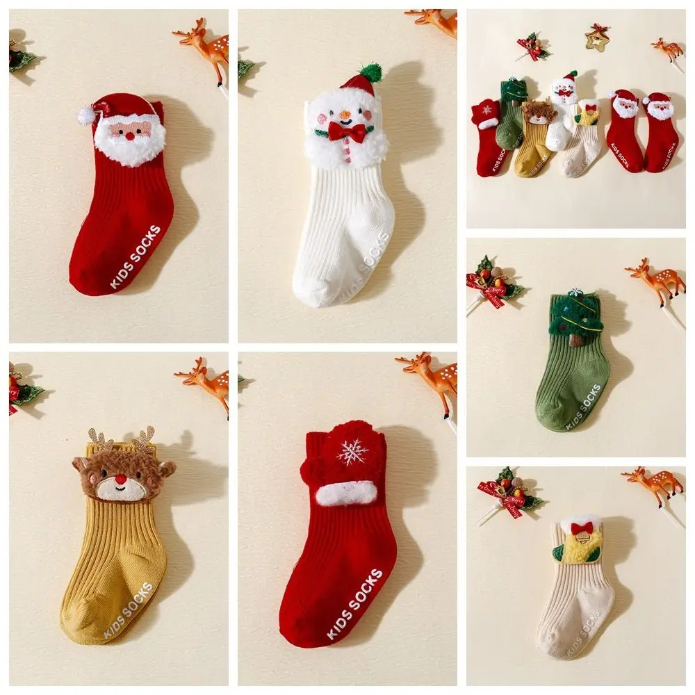 Warm Soft Christmas Baby Socks Anti Slip Cotton Newborn Floor Socks Santa Claus Thicken New Year Toddler Socks New Year Gift