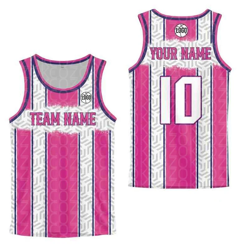Custom Pink Basketball Jersey Tank Tops for Men Women Jersey Personalized Team Unisex Top