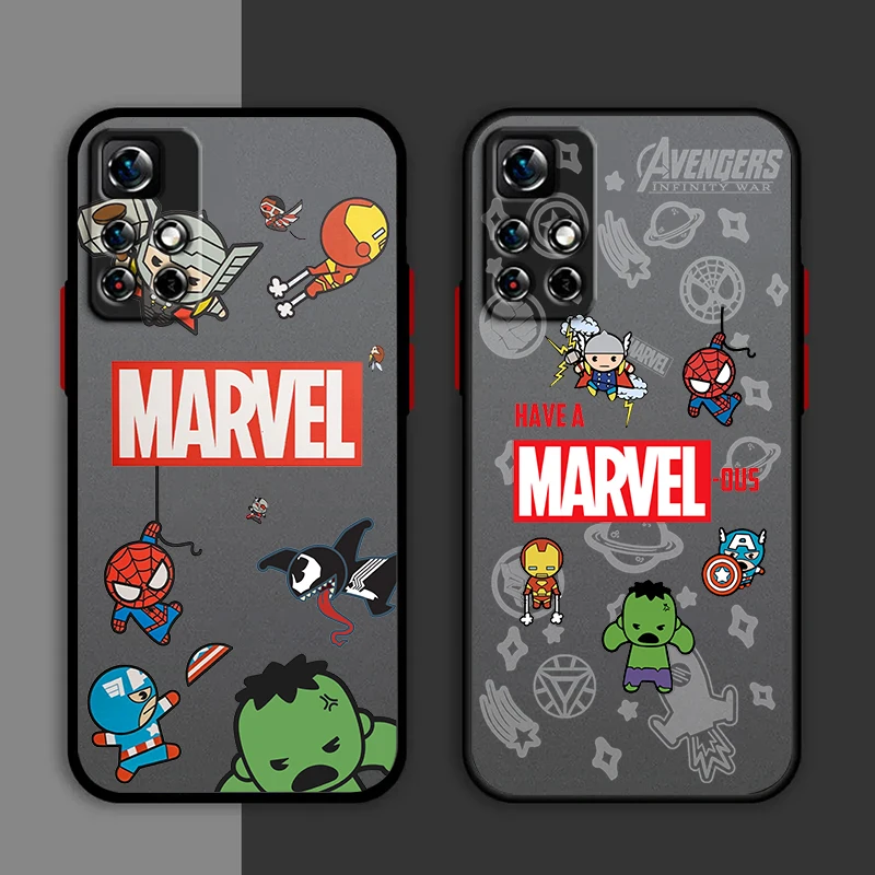 Marvel Hero Hulk Cartoon Phone Case For Redmi Note 13 12 11 10 Pro Plus Pro S T 5G Matte Frosted Translucent Cover