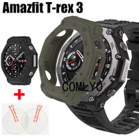 For Amazfit T-Rex 3 Smart watch Case Soft Protective Bumper TPU Half Cover Screen Protector Film