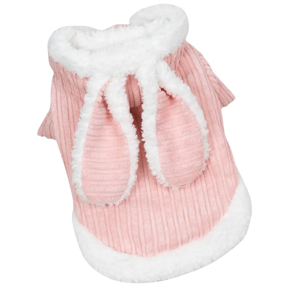 

Puppy Hoodie Thickened Dog Clothes Small Dogs Winter Bunny Bichon Tags Pink Pet