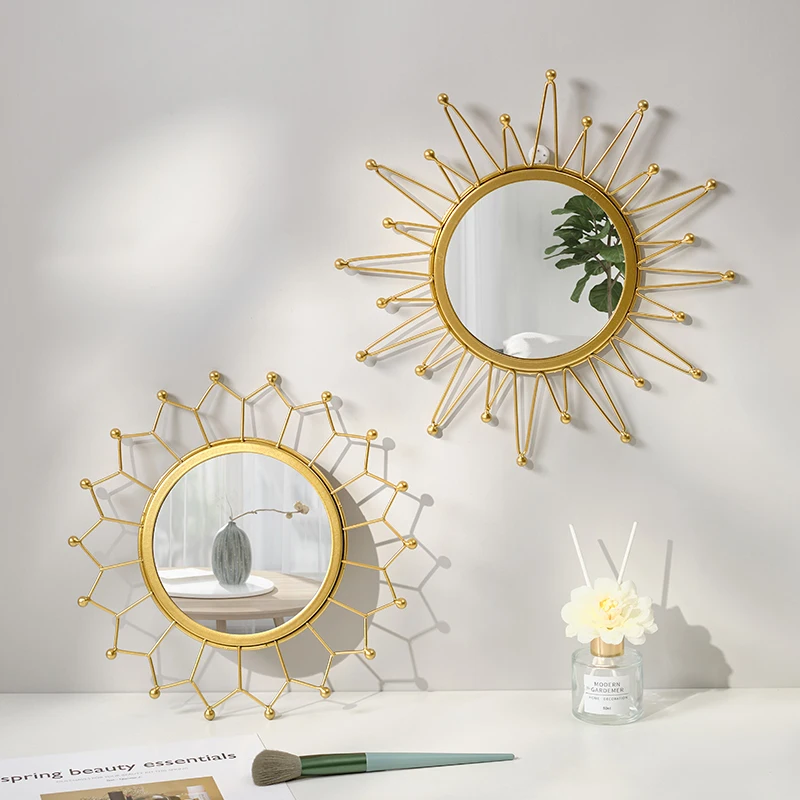 

Small Gold Makeup Mirror Aesthetic Girls Wall Bedroom Makeup Mirror Nordic Luxury Espejos De Cuerpo Completo Home Accessories