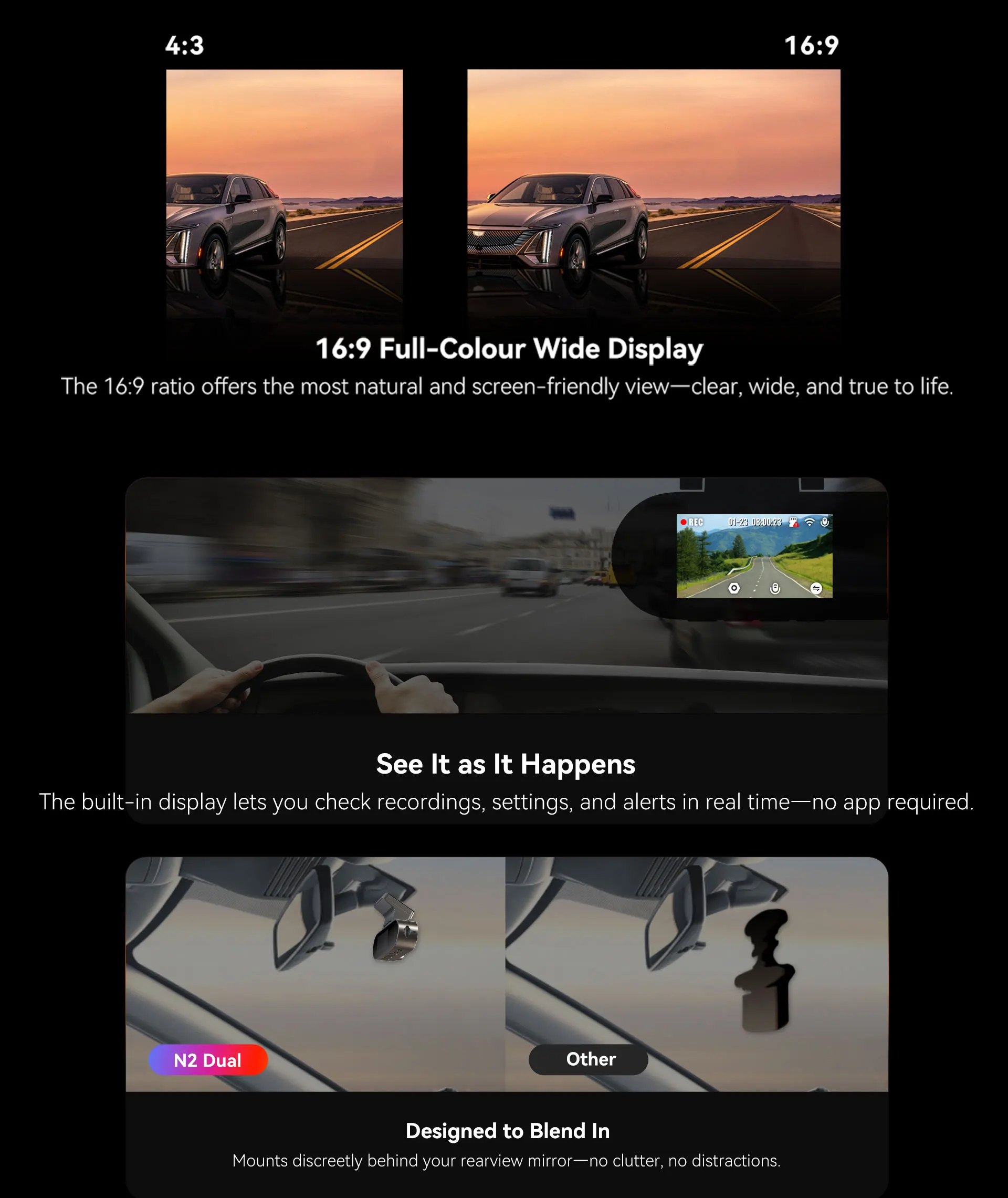 DDPAI N2 Dashcam 2K Nachtsicht 24H Parküberwachung ADAS WLAN App-Steuerung Auto-DVR Autokamera – Detail 6
