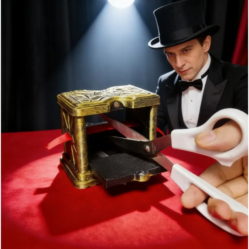 Mysterious Ribbon Restoration Box Magic Trick Visual Close Up Illusion Gimmick Vintage Ribbon Box