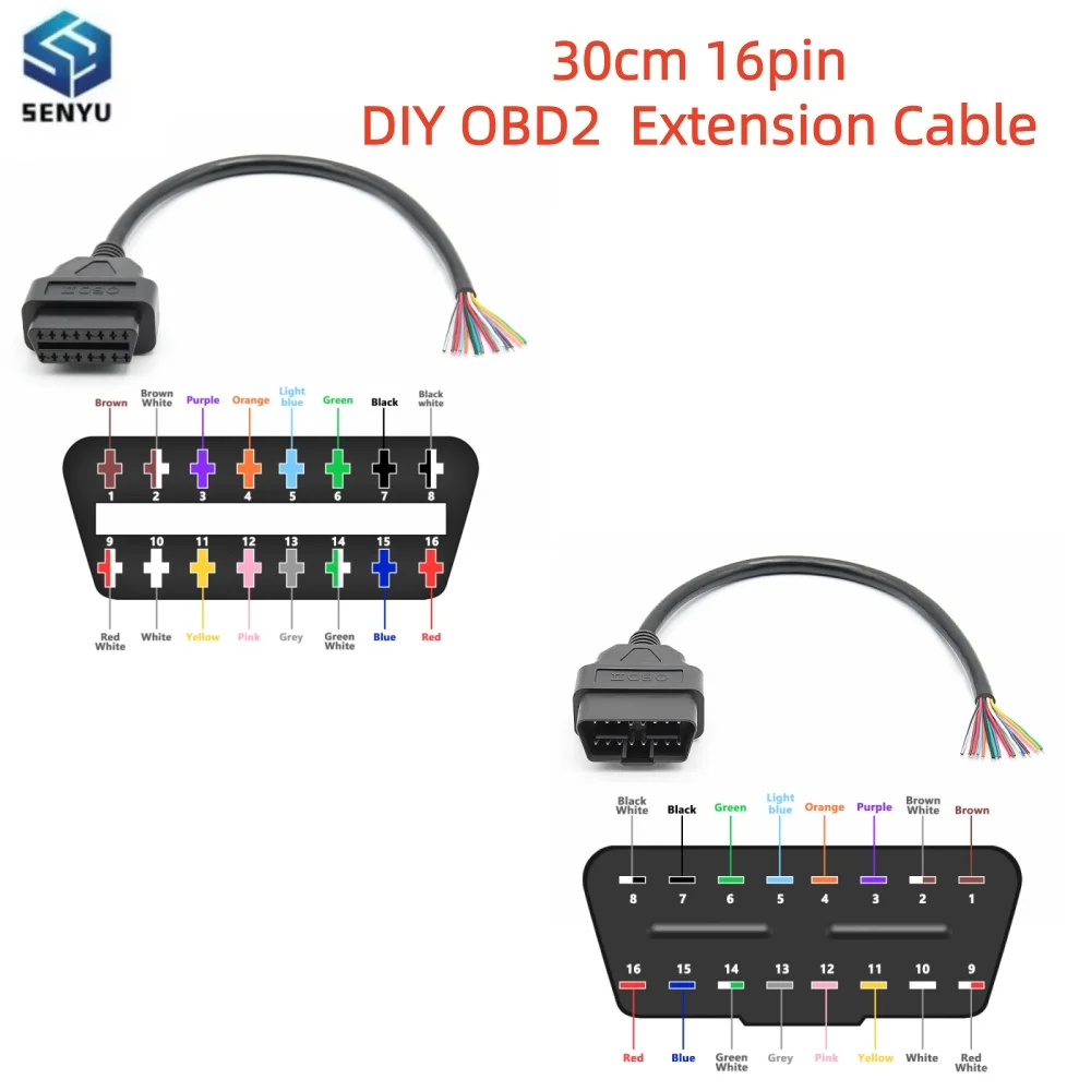 30CM OBD2 16Pin Male Female Cable Full OBD2 Auto Extension Cable Automotive Car Diagnostic Auto Scanner OBD2 Connector Cable