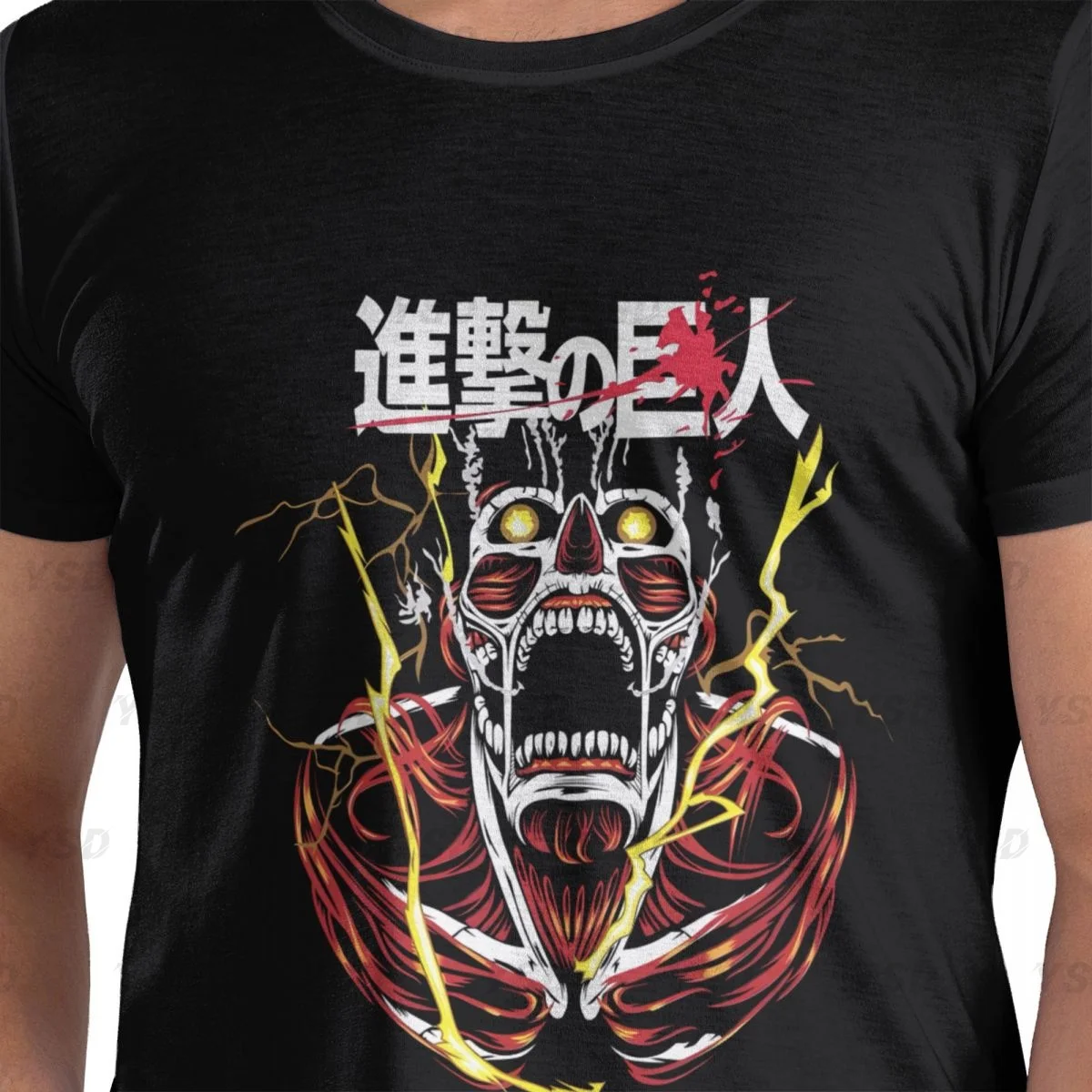 Japanese Anime Colossal Titan Men's tight fitting sports T-shirt,Gym Sportswear, Over sized print Tee