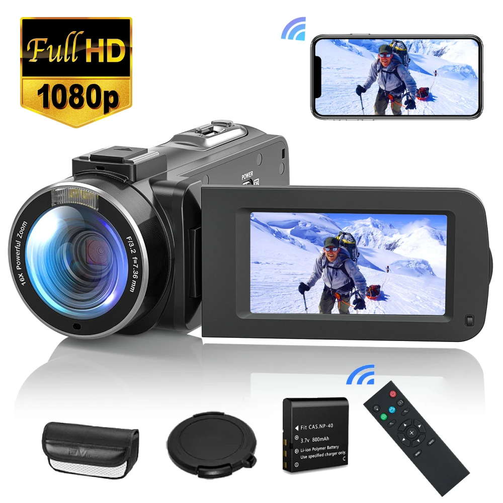 Video Camera Camcorder Full HD 1080P 36.0 MP Webcam YouTube Vlogging Camera Recorder, 16X Digital Zoom Camcorders Camera