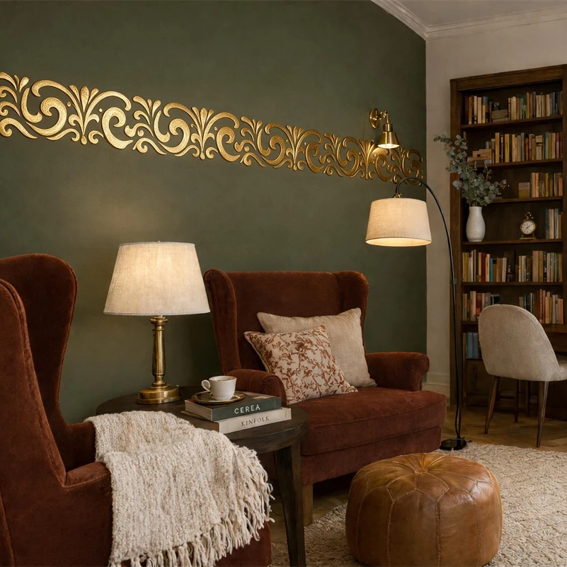 80cm - 120cm Stencil Painting Stencils For Walls Wall Decorative Custom Designs Large Diy Art Damask Border Baroque Rococo S427