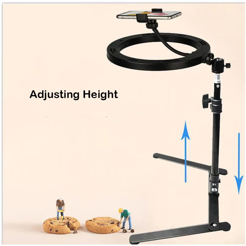 26CM Selfie Ring Light Top Shot Fill Light Tripod,Photography Led Ring Lamp Ringlight for Video Recording Live Broadcast