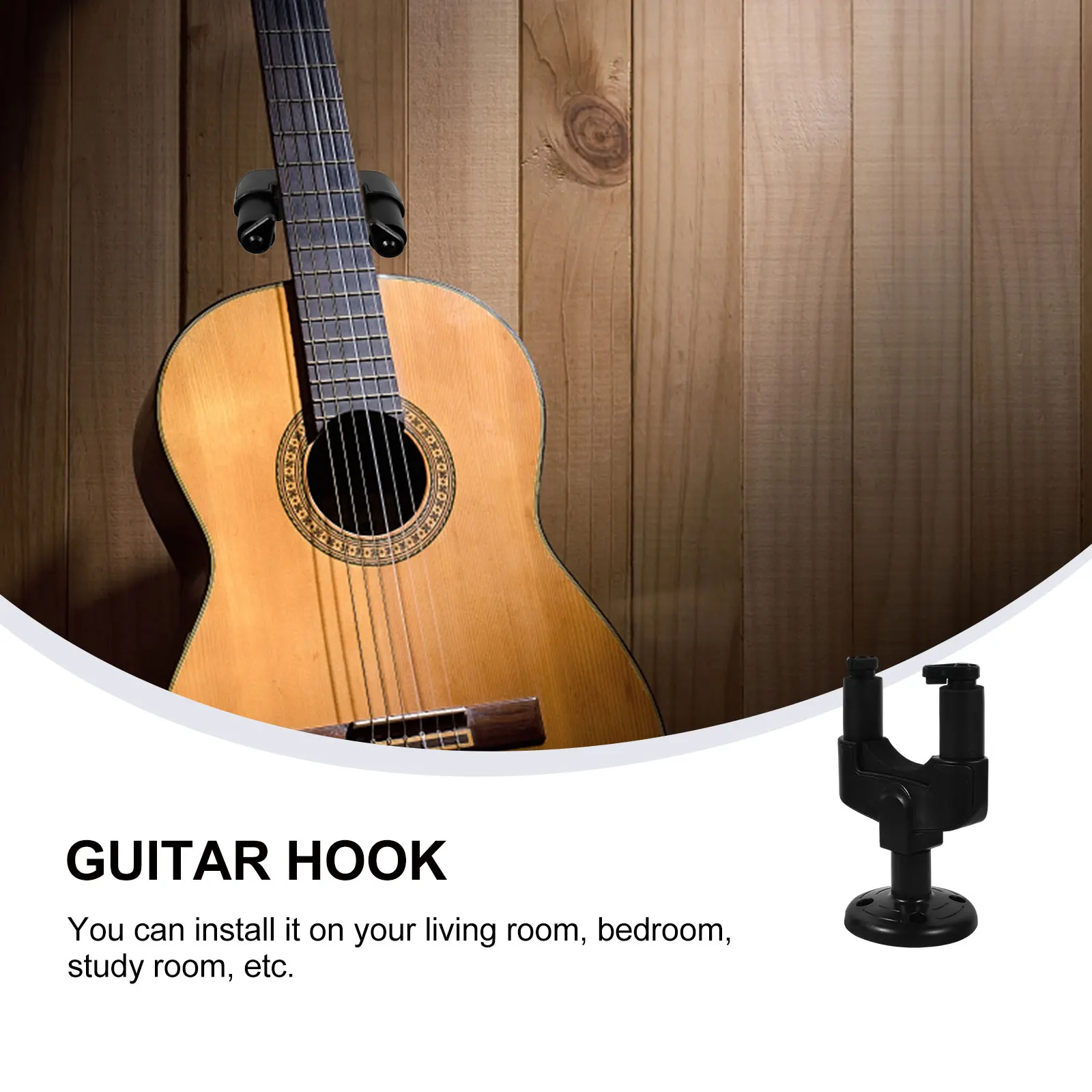 

2 Set Guitars Wall Rack Hanger Holder Electric Stand Wall-mounted Hook Bass Black Ukulele Acoustic