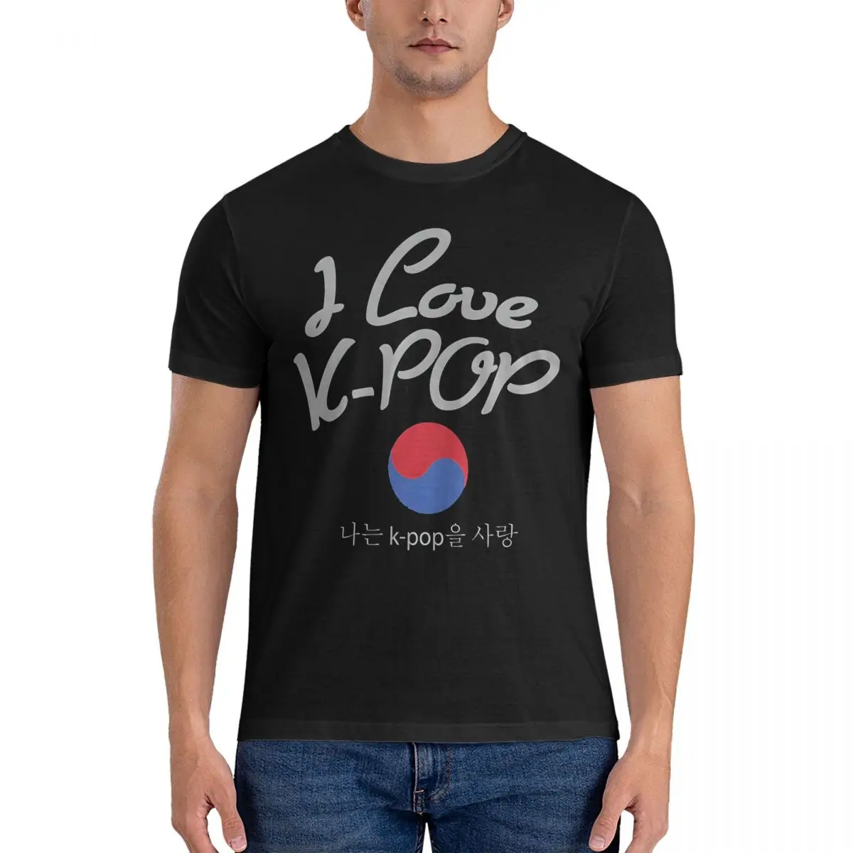 I Love K-Pop An Корейская поп-музыка песня и культуры, футболки для мальчиков и девочек, Мужская Футболка Kpop, короткая футболка с воротником, Подарочные Топы