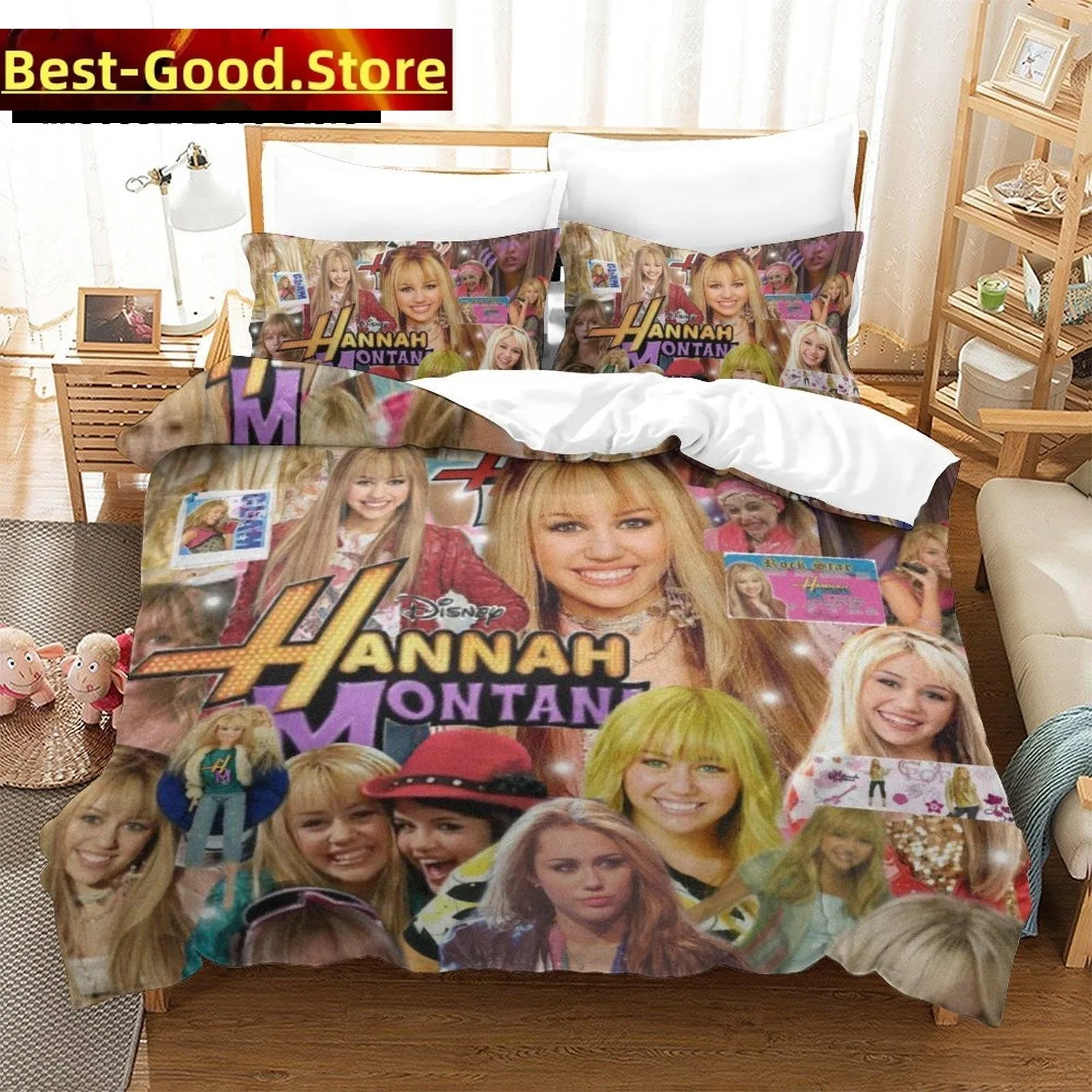 3D Print Fashion Hannah Montana Bedding Set Boys Girls Twin Queen King Size Duvet Cover Pillowcase Bed boys Adult Bedroom