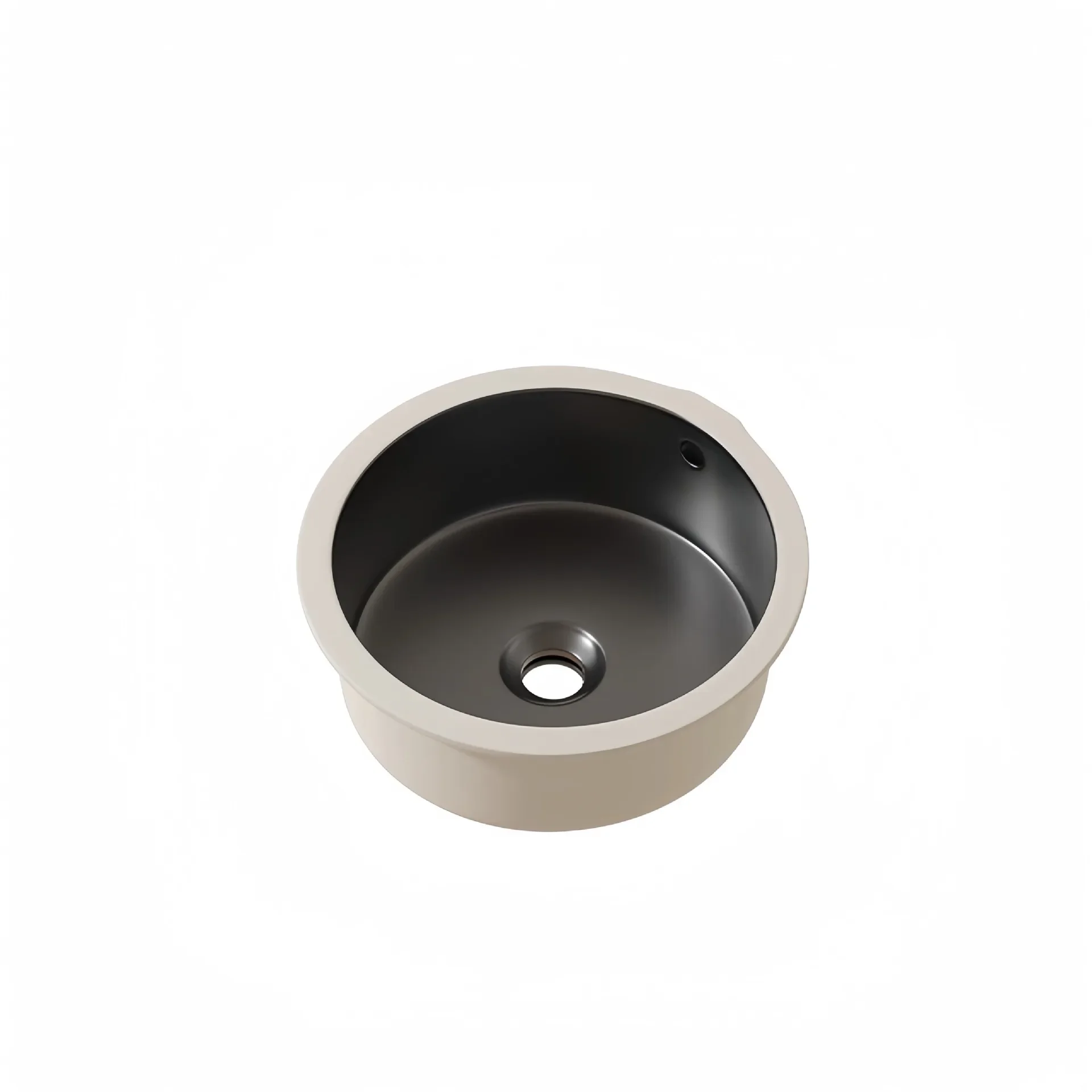 

Gun gray round ceramic under-counter basin, household balcony wash basin, cream wind embedded bar