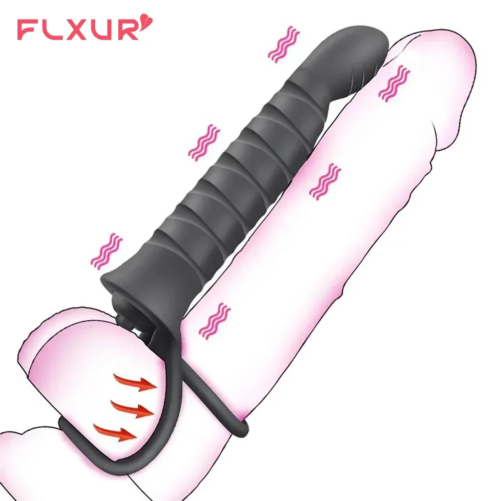 FLXUR Double Penetration Vibrator Sex Toys Strapon Dildo Vibrator Strap on Penis Vagina Anal  for Man Sex Toys for Couples