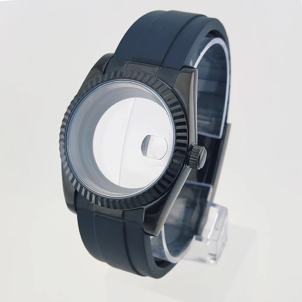 

36/39mm nh35 Case Watch Case Sapphire Glass For nh35 nh36 Movement Waterproof 28.5mm Dial Watch Parts Rubber Strap