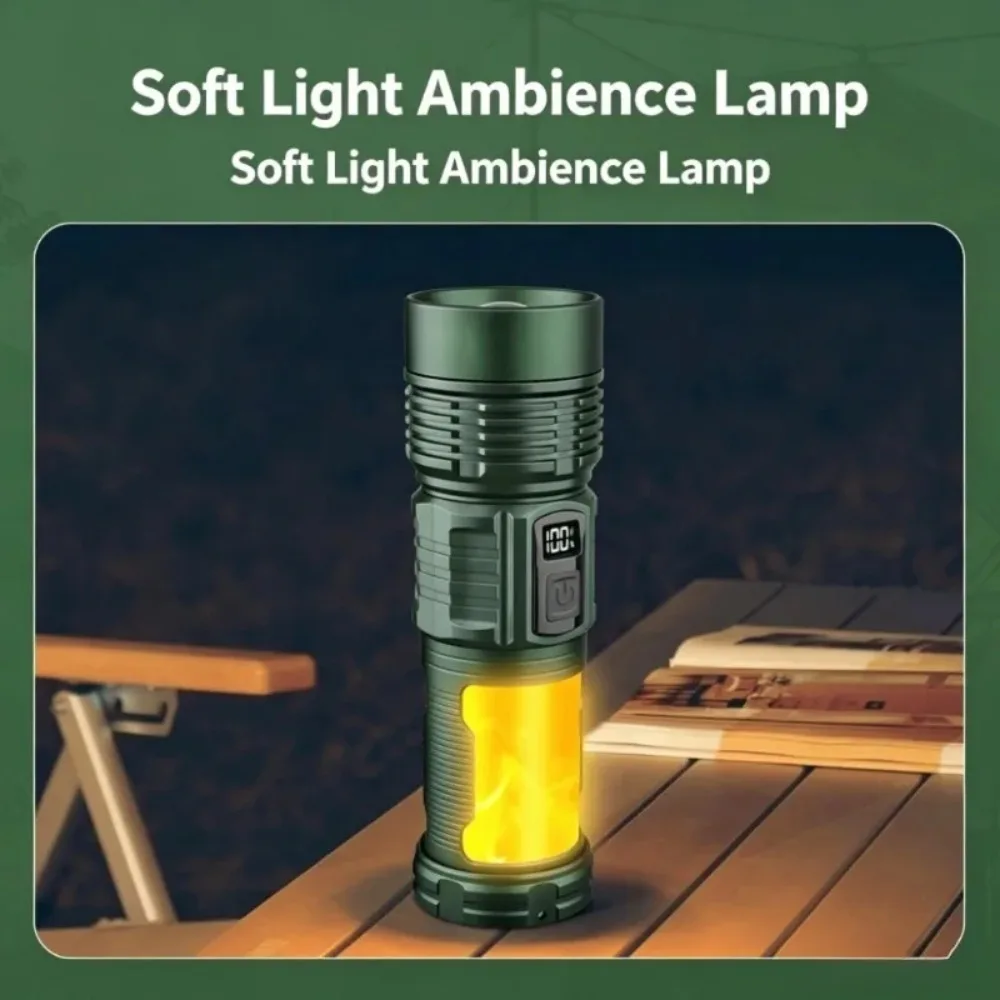 New Four Light Sources Strong Flashlight Long Runtime Long Range Torch for Outdoor Hiking Camping Emergency Lighting