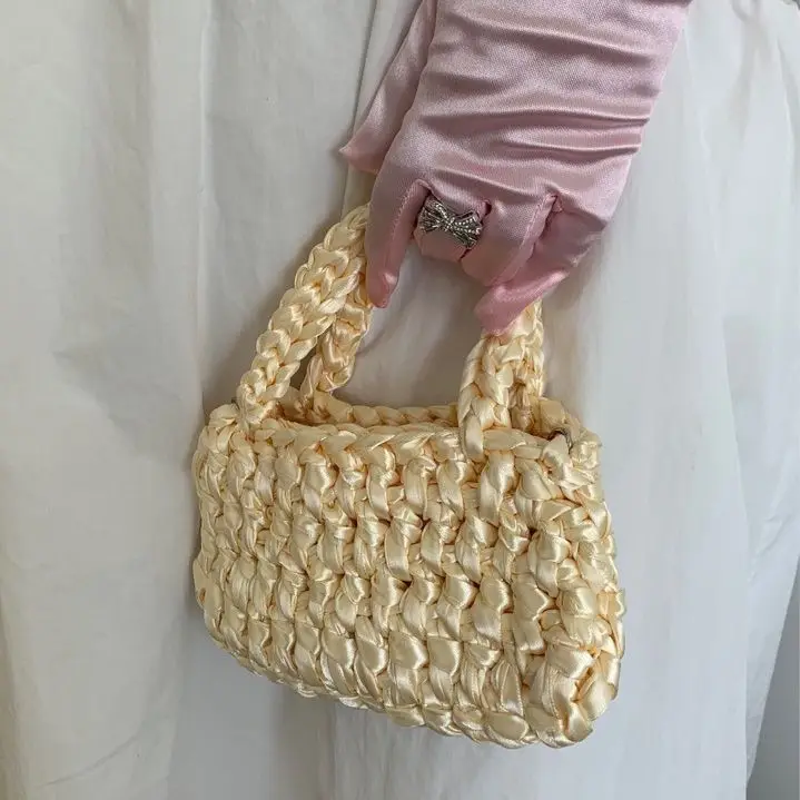 Borsa da donna borsa da Shopping portatile di moda di design di lusso borse da donna in filato di lana di seta intrecciate per il tempo libero