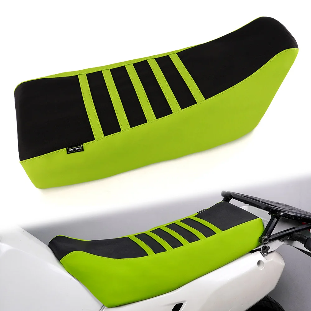 

For Kawasaki KLR650 2008-2018 Motorcycle Striped Grip Gripper Seat Cover PVC Leather Waterproof Seat Saddle Cushion Cover
