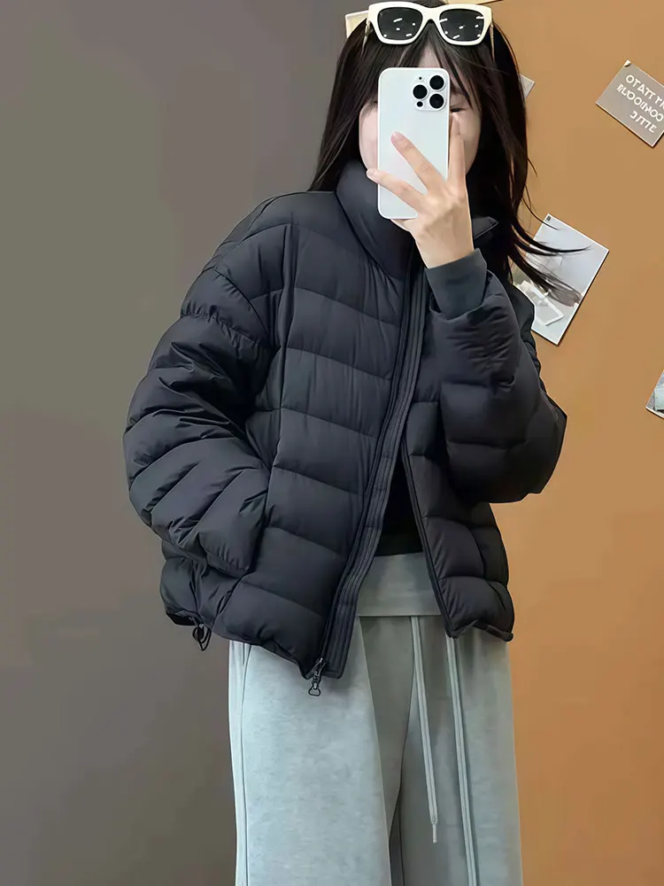 

Women's down Jacket 2026 Winter New Korean Style Stand Collar White Duck down Versatile Warmth Long Sleeve Thickened Coat