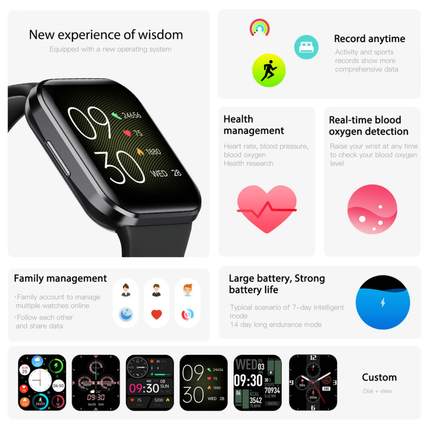 

Sport Smart Watch Women Fitness Tracker Heart Rate Sleep Swim Tracking Leisure Men's Smartwatch