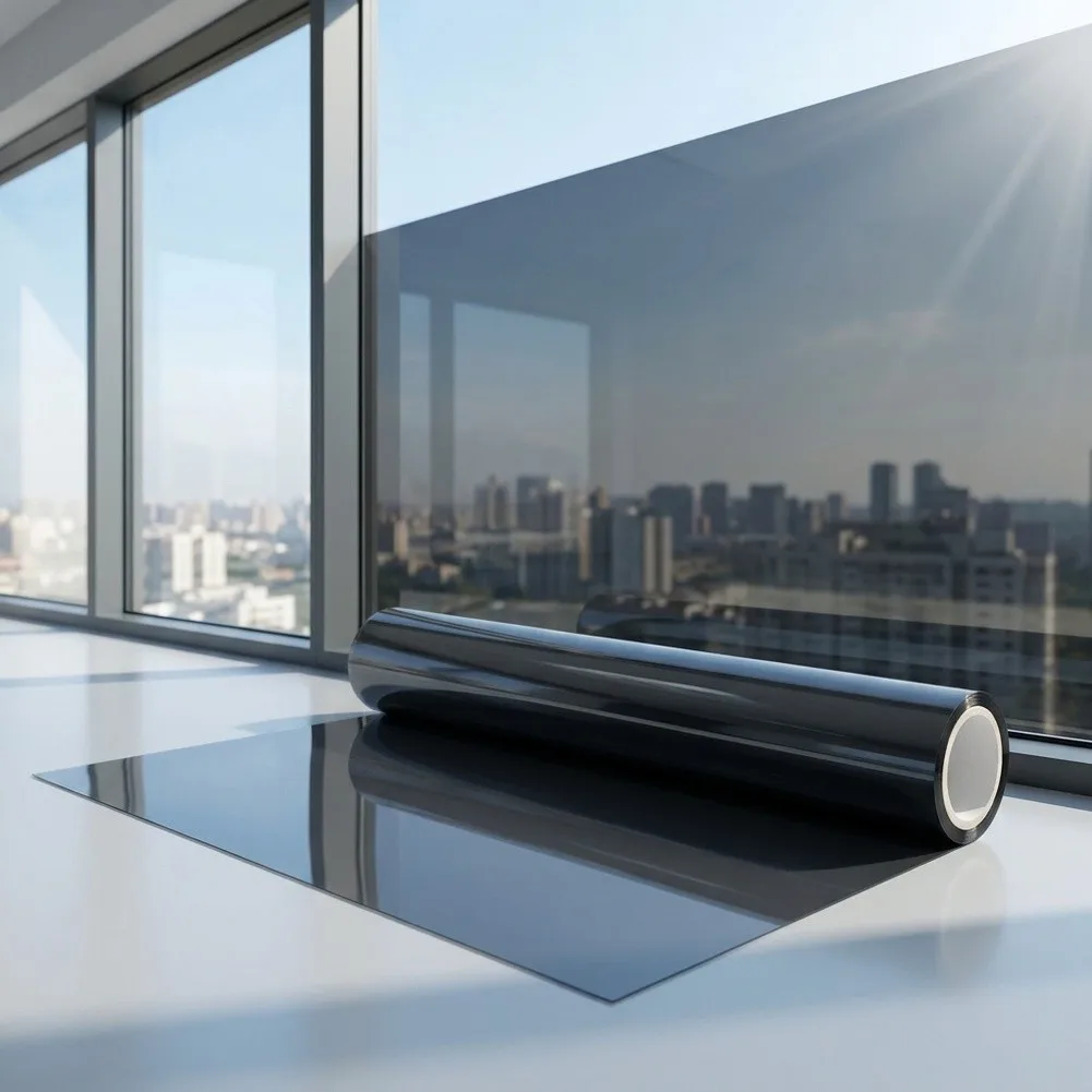 One Way Daytime Window Film for Home Privacy Mirror Effect for static Cling PET Tint Heat Reflective UV 93% 50 200cm Size