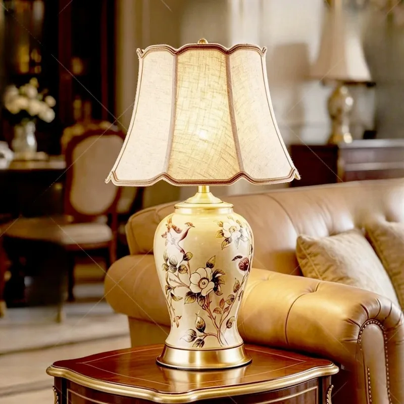 American Pastoral Style LED Floor Lamps Designer Ceramics Desk Lamp Living Room Bedroom Bedside