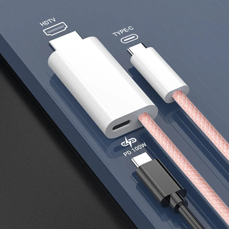 Проекционный кабель TYPE-C — HDMI для мобильного телефона — видеокабель высокой четкости, совместимый с iPhone 15 и Huawei Mate60