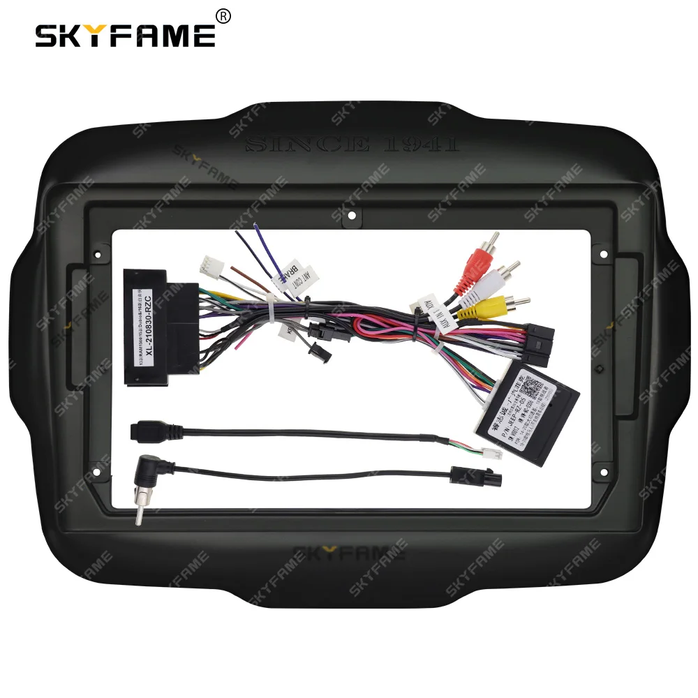 Skyfame adaptador de fáscia para quadro de carro, decodificador de caixa canbus, rádio android, kit de painel de montagem para jeep renegado
